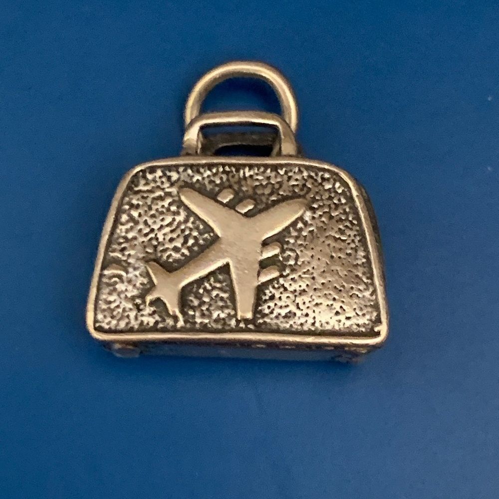 Luggage Sterling Silver Jewelry Charm #travel bag #fly #airplane